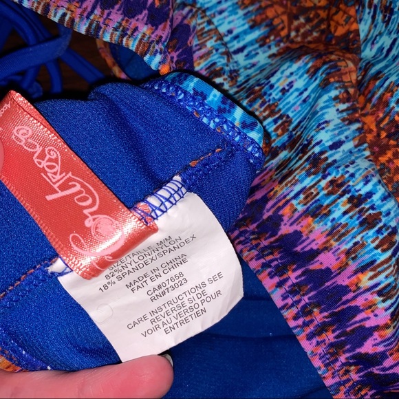 Coral tropics bright coloured patterned bikini top - Picture 3 of 4